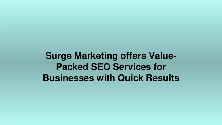 surge marketing offers value packed seo services