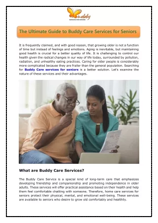 The Ultimate Guide to Buddy Care Services for Seniors