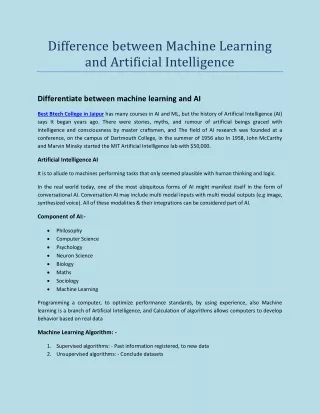 difference between machine learning