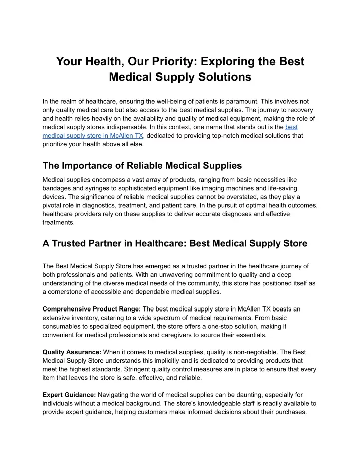 your health our priority exploring the best
