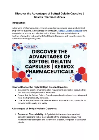 Discover the Advantages of Softgel Gelatin Capsules _ Kesrox Pharmaceuticals