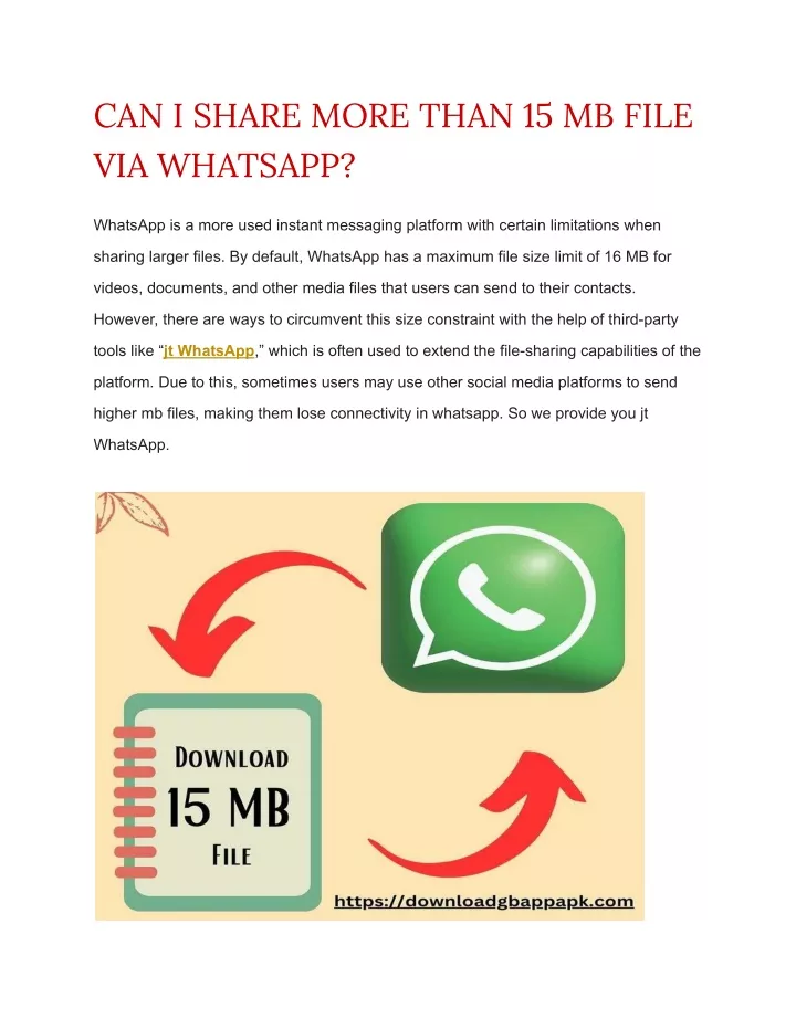 can i share more than 15 mb file via whatsapp