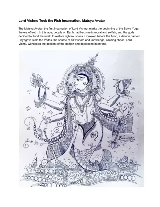 lord vishnu took the fish incarnation matsya