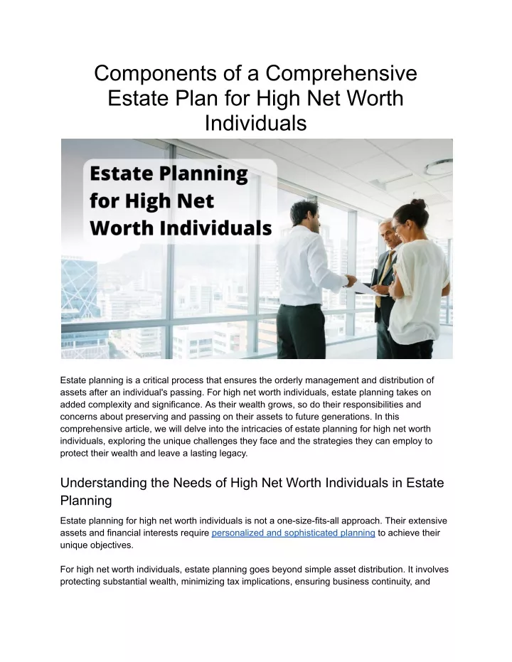 components of a comprehensive estate plan