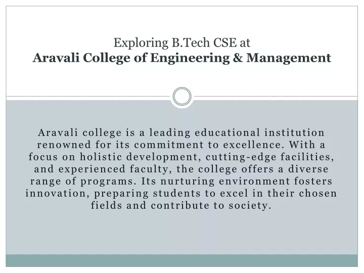 exploring b tech cse at aravali college of engineering management