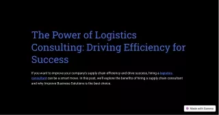 The Power of Logistics Consulting Driving Efficiency for Success