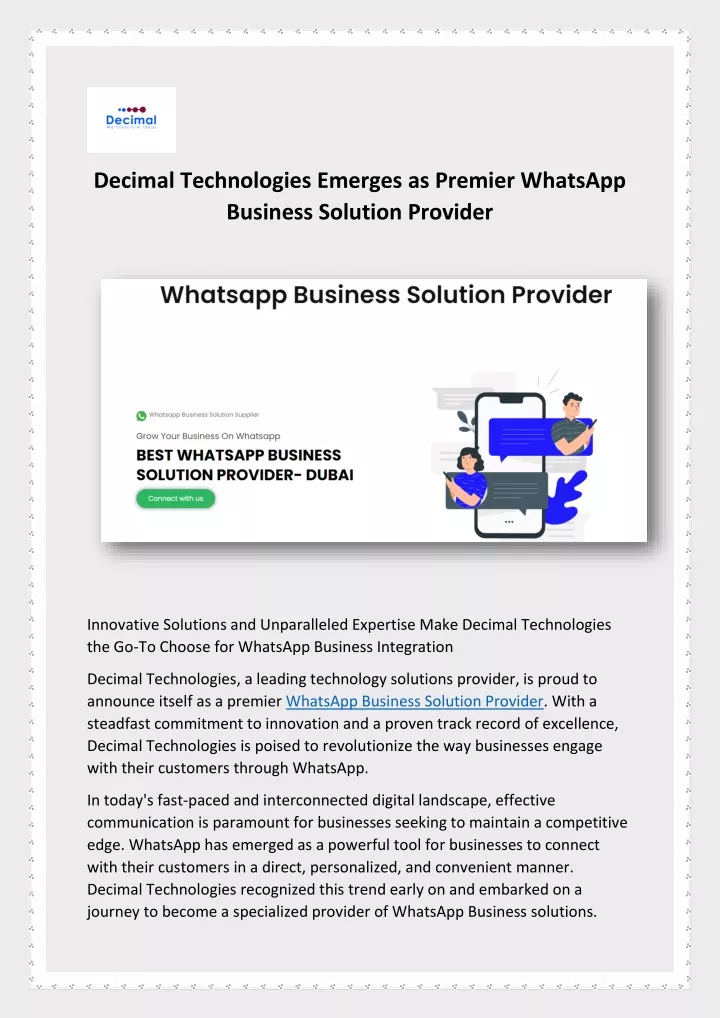 decimal technologies emerges as premier whatsapp