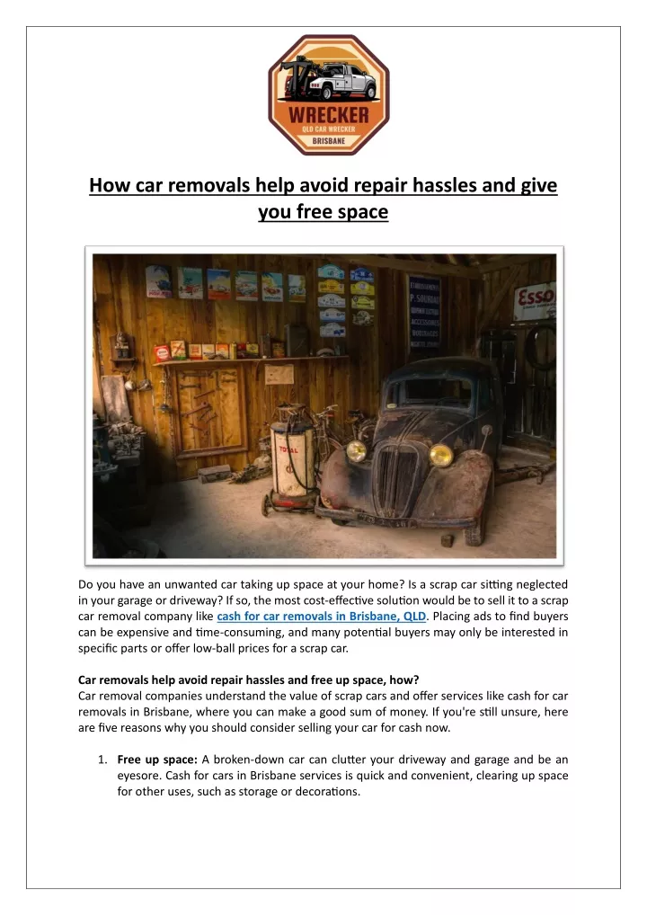 how car removals help avoid repair hassles