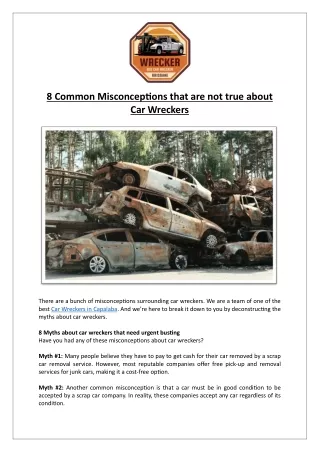 8 Common Misconceptions that are not true about Car Wreckers