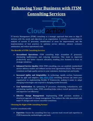 enhancing your business with itsm consulting