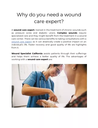Why Do You Need A Wound Care Expert?