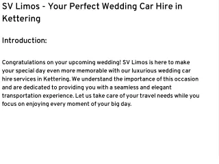 Wedding car hire Kettering