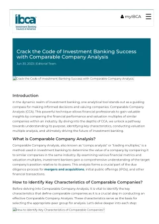 Investment Banking Success with Comparable Company Analysis