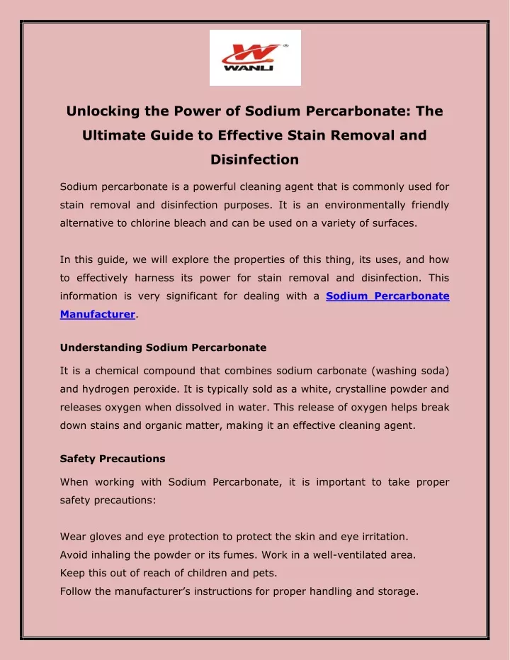 unlocking the power of sodium percarbonate the
