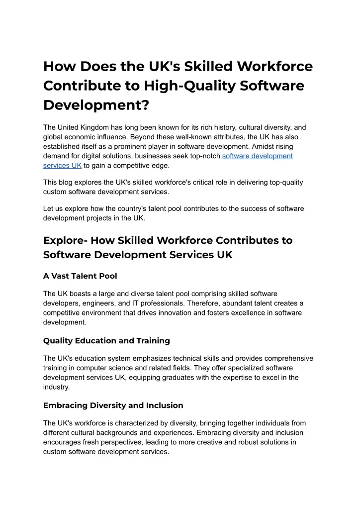 how does the uk s skilled workforce contribute