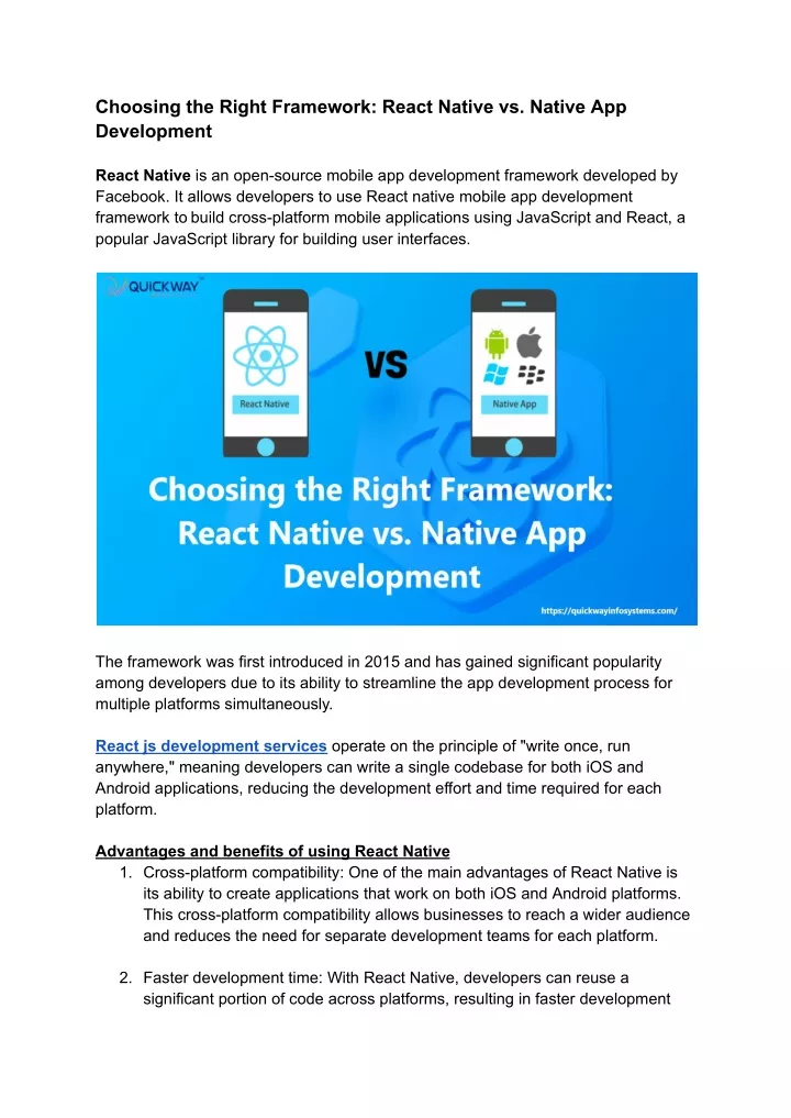 choosing the right framework react native