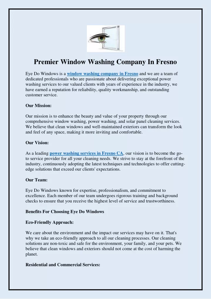 premier window washing company in fresno