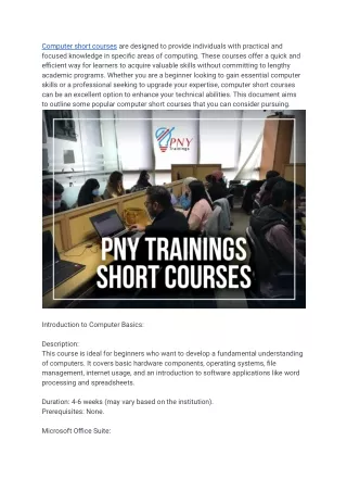 Computer short training in Rawalpindi