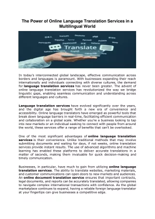 the power of online language translation services