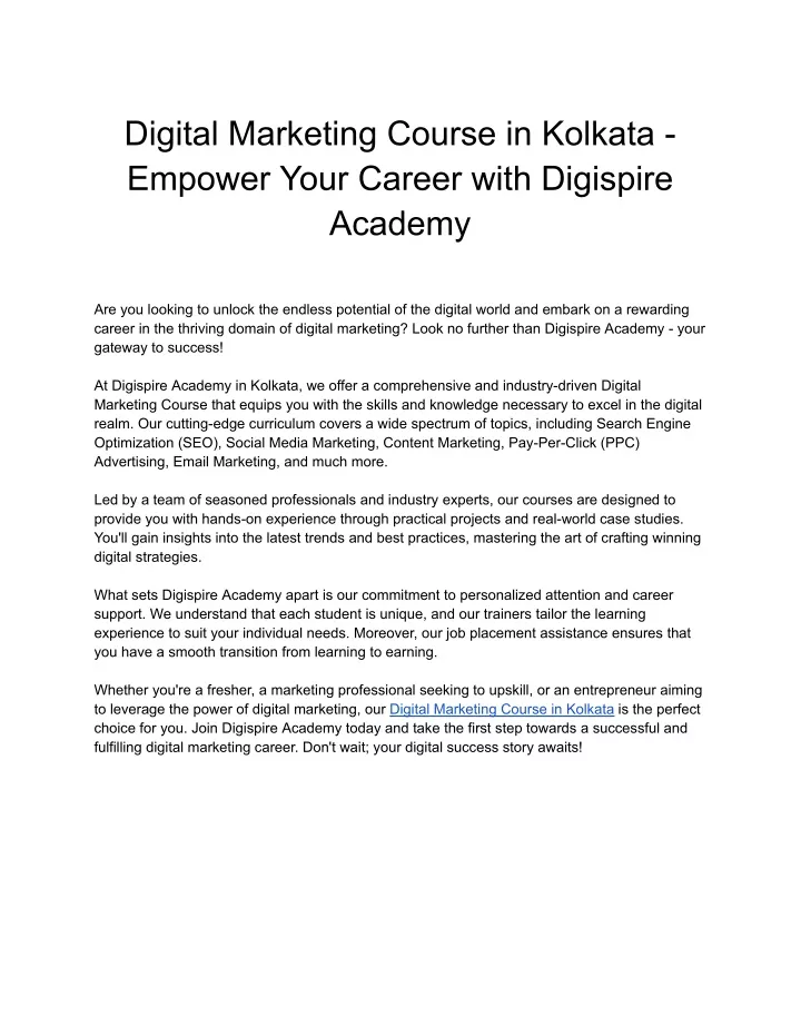 digital marketing course in kolkata empower your