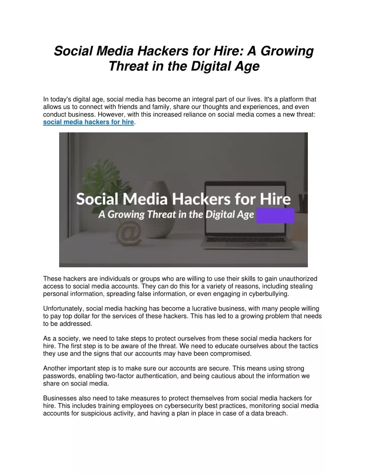 social media hackers for hire a growing threat