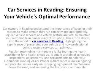 car services in reading ensuring your vehicle s optimal performance