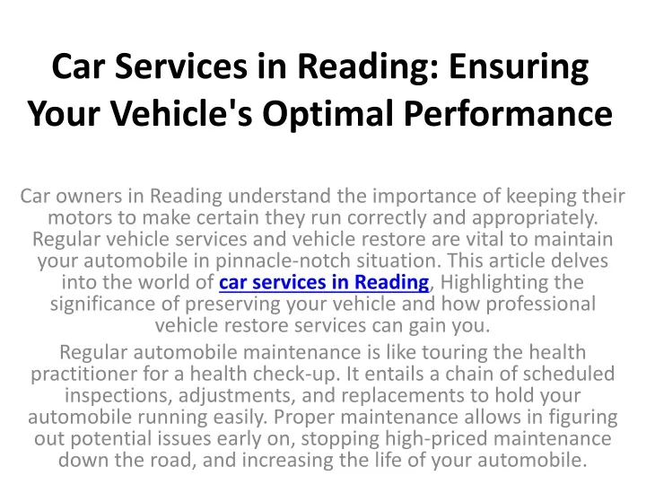 car services in reading ensuring your vehicle s optimal performance