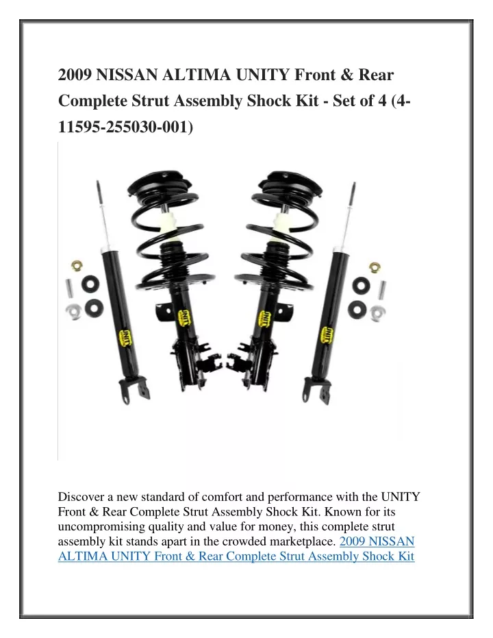 Ppt Nissan Altima Unity Front Rear Complete Strut Assembly