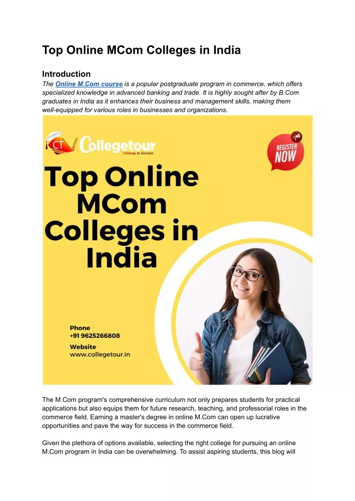 top online mcom colleges in india