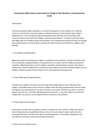 choosing the right science and commerce college
