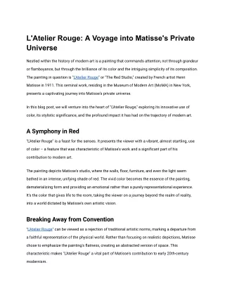 L'Atelier Rouge_ A Voyage into Matisse's Private Universe