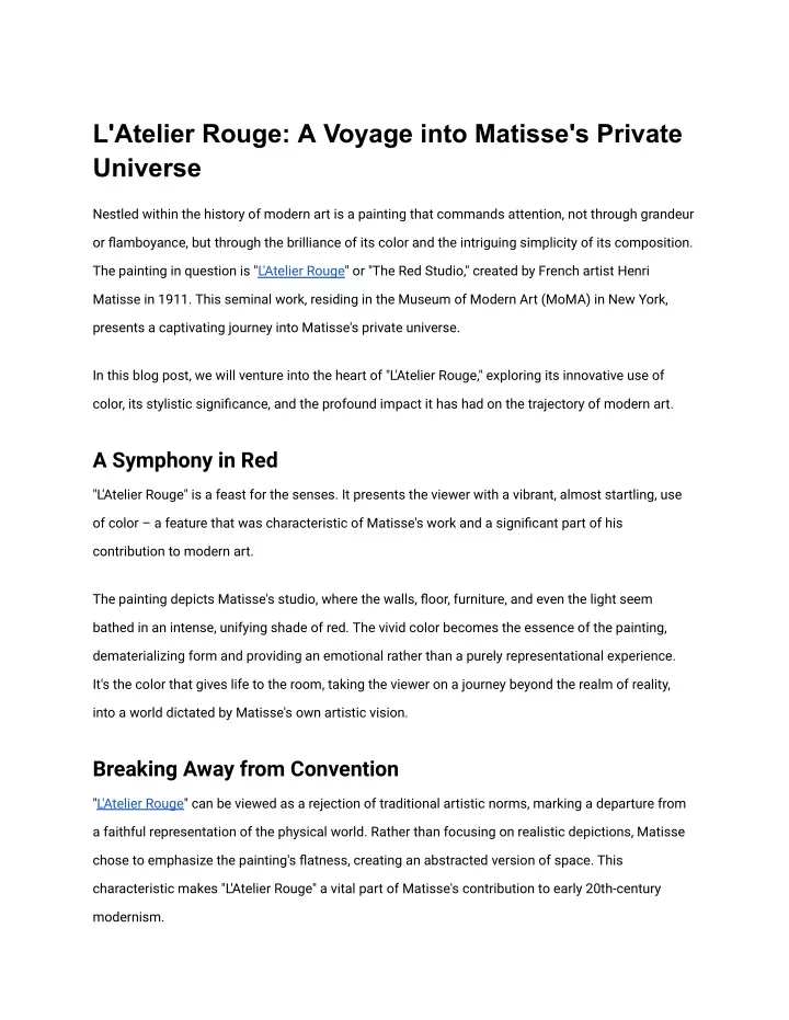 l atelier rouge a voyage into matisse s private