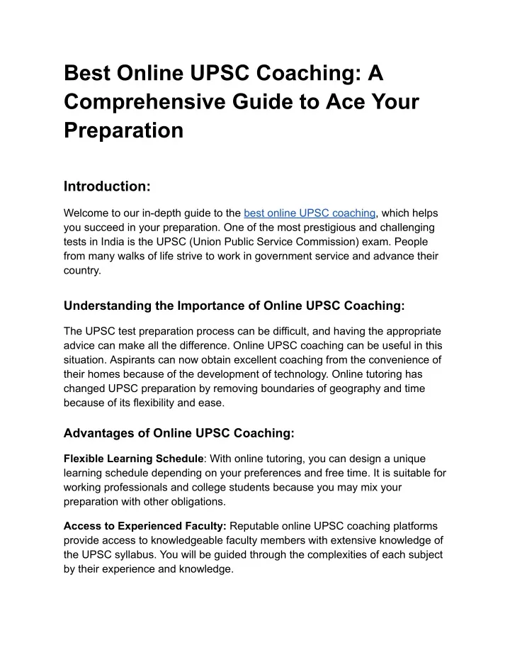 best online upsc coaching a comprehensive guide