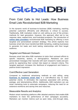 From Cold Calls to Hot Leads_ How Business Email Lists Revolutionized B2B Marketing