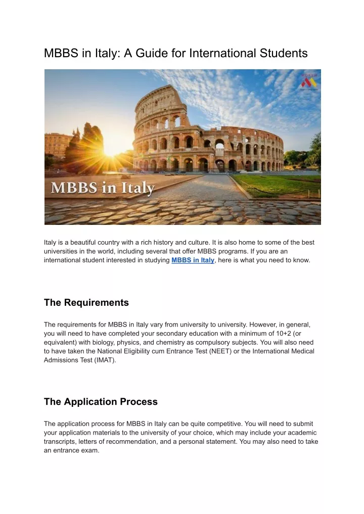 mbbs in italy a guide for international students