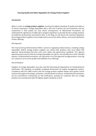 ensuring quality and safety regulations