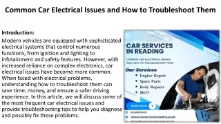 Common Car Electrical Issues and How to Troubleshoot