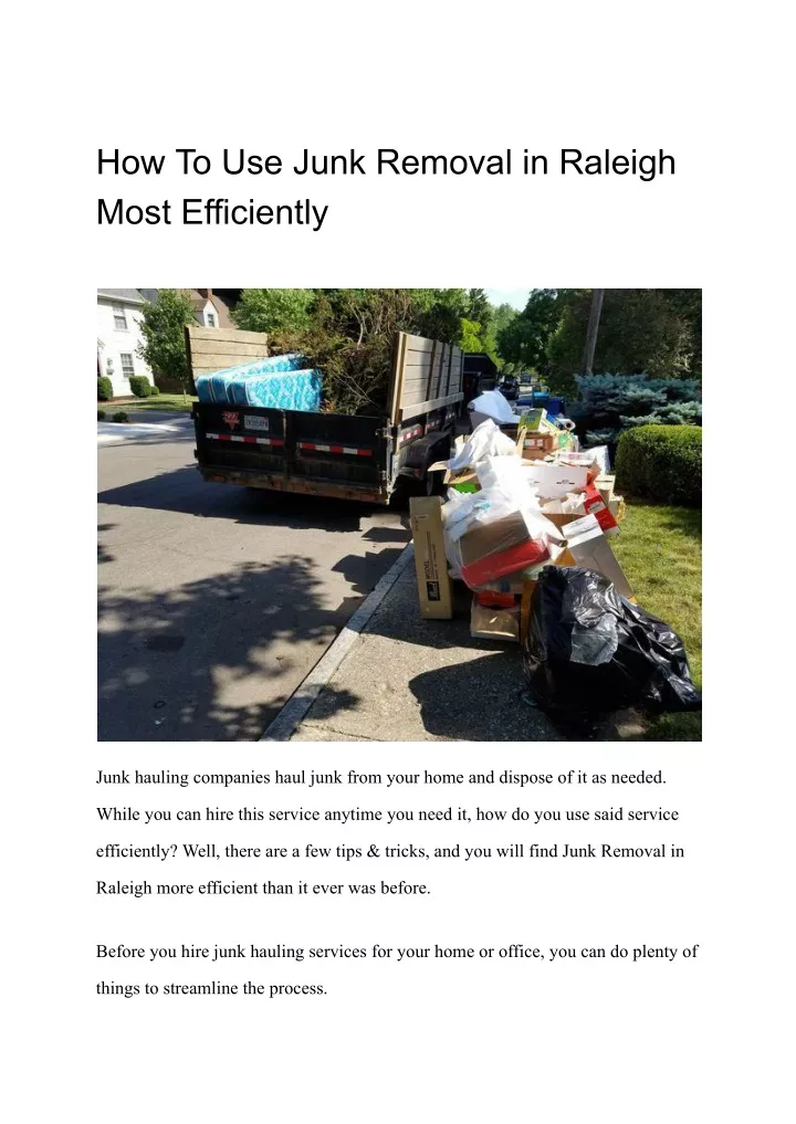 how to use junk removal in raleigh most