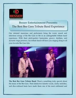 Besser Entertainment Presents: The Best Bee Gees Tribute Band Experience