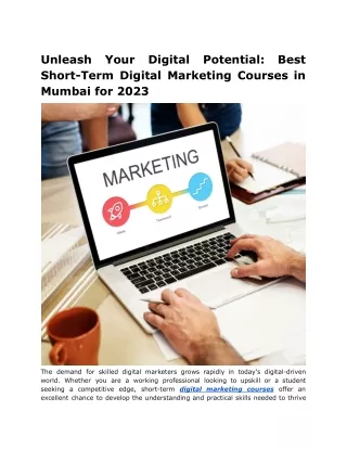 Unleash Your Digital Potential Best Short-Term Digital Marketing Courses in Mumbai for 2023