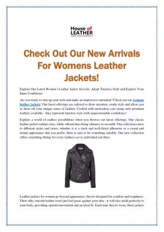 Get New Arrivals For Womens Leather Jackets