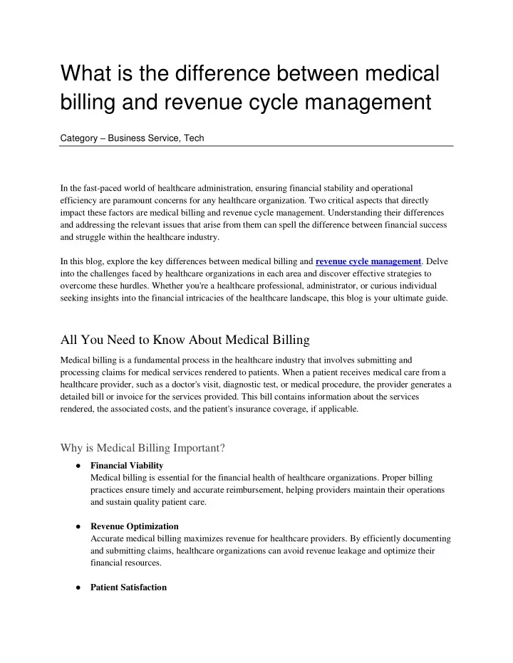 what is the difference between medical billing