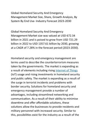 global homeland security and emergency management