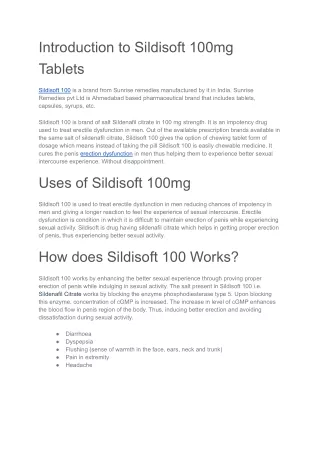 Sildisoft 100mg Tablets