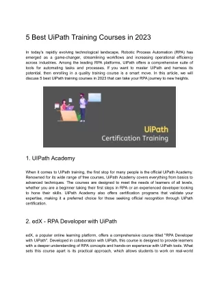 5 Best UiPath Training Courses in 2023