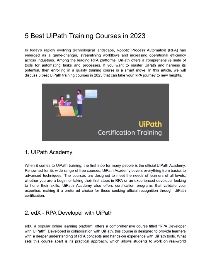 5 best uipath training courses in 2023