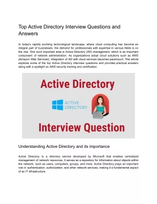 Top Active Directory Interview Questions and Answers