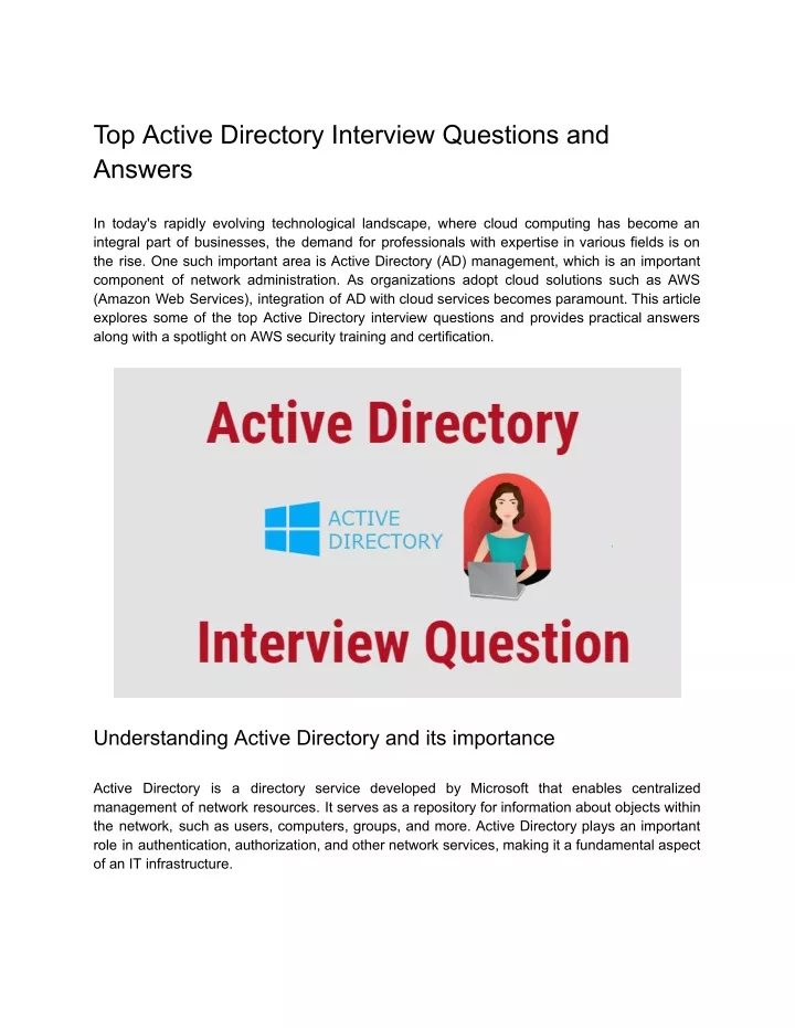 top active directory interview questions