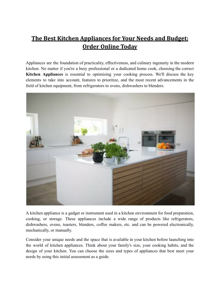 Key Factors To Consider When Selecting Kitchen Appliances