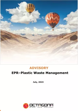 Advisory on Plastic Waste Management In India